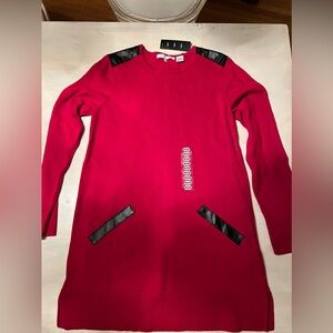 Nwt Eight Eight Eight red pull over with faux front pockets and vegan leather
